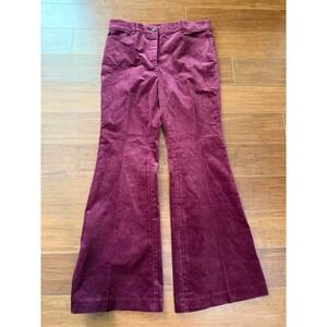 New LOFT‎ Slim Fit Flare Leg Stretch Velvet Pant Burgundy Size 14